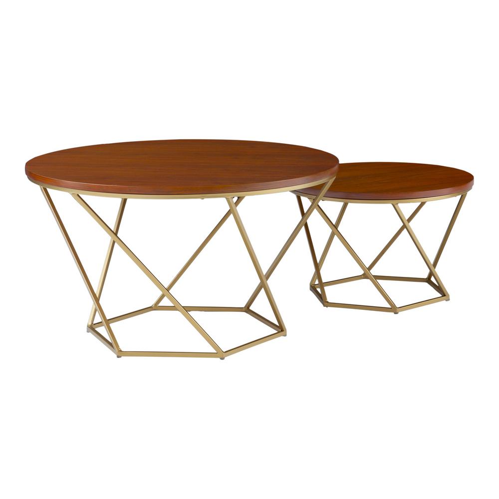 Round Side Table with Wooden Top & Metal Base Metal Frame
