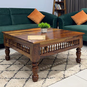 Center Table Designed with Polished Surface and Solid Wood Base, Perfect for Classy Home Decor