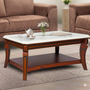 Center Table with Marble Top and Solid Wood Frame Creating Bold and Stylish Home Statement