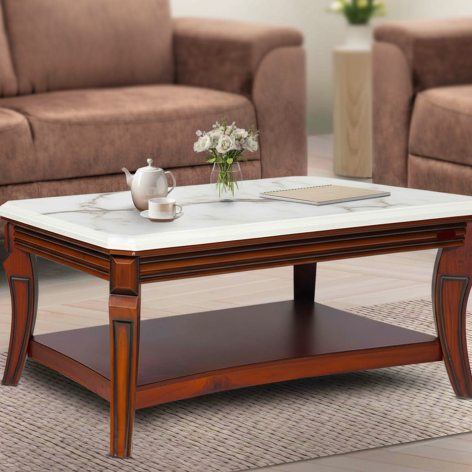 Center Table with Marble Top and Solid Wood Frame Creating Bold and Stylish Home Statement