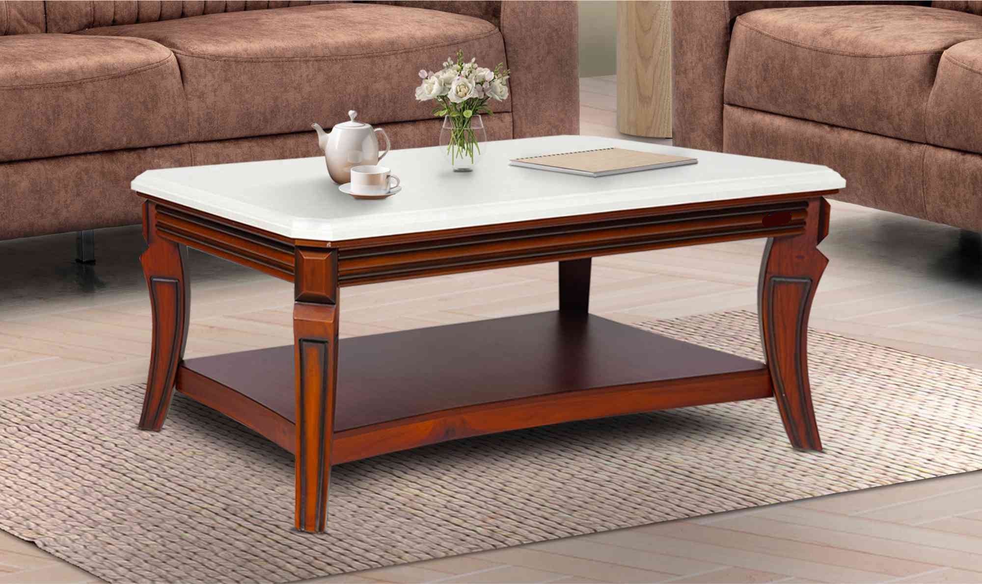 Center Table with Marble Top and Solid Wood Frame Creating Bold and Stylish Home Statement