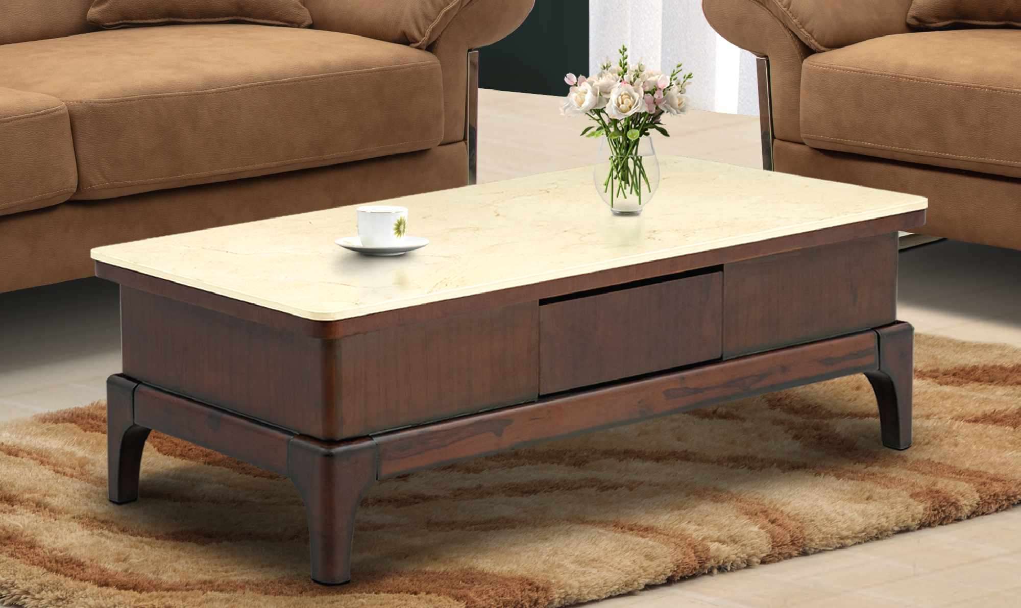 Center Table Featuring Marble Top and Elegant Shape, Ideal for Urban Contemporary Home Interiors