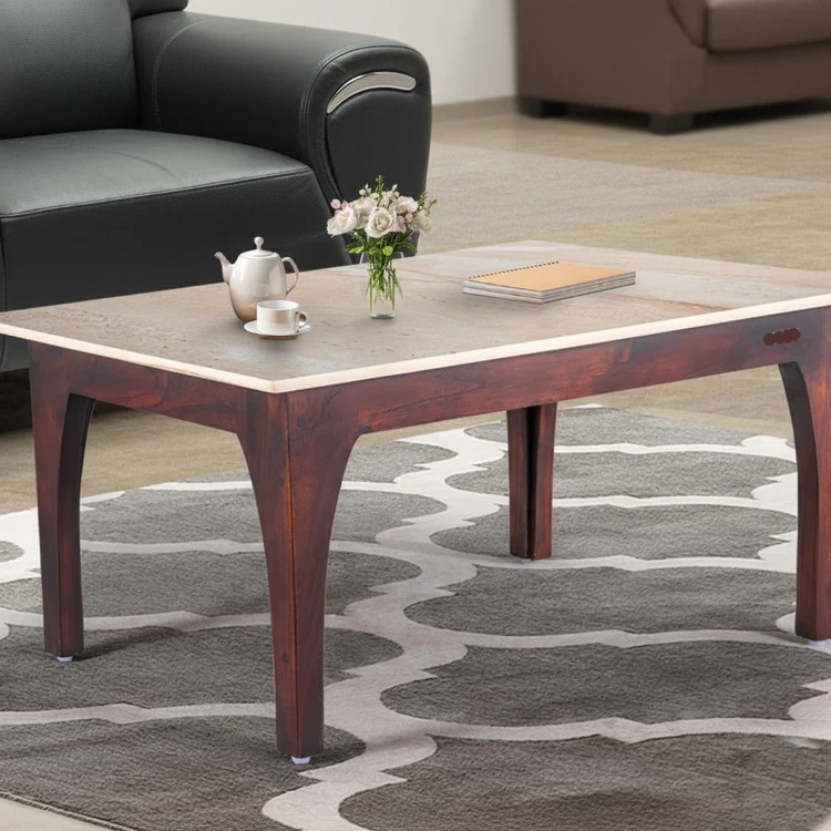 Center Table with Walnut Wood Texture and Modern Edges Adding a Premium Feel to Homes