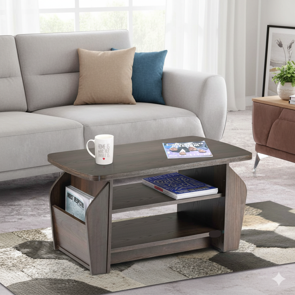 Center Table with Glass Top and Minimal Frame Suitable for Compact Urban Living Spaces