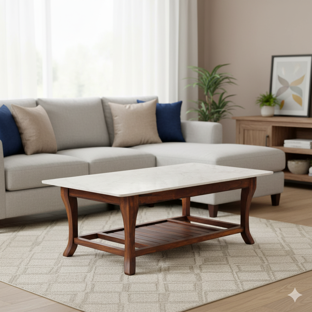 Center Table Featuring marble Finish Adding an Elegant Aesthetic Touch to Modern Rooms