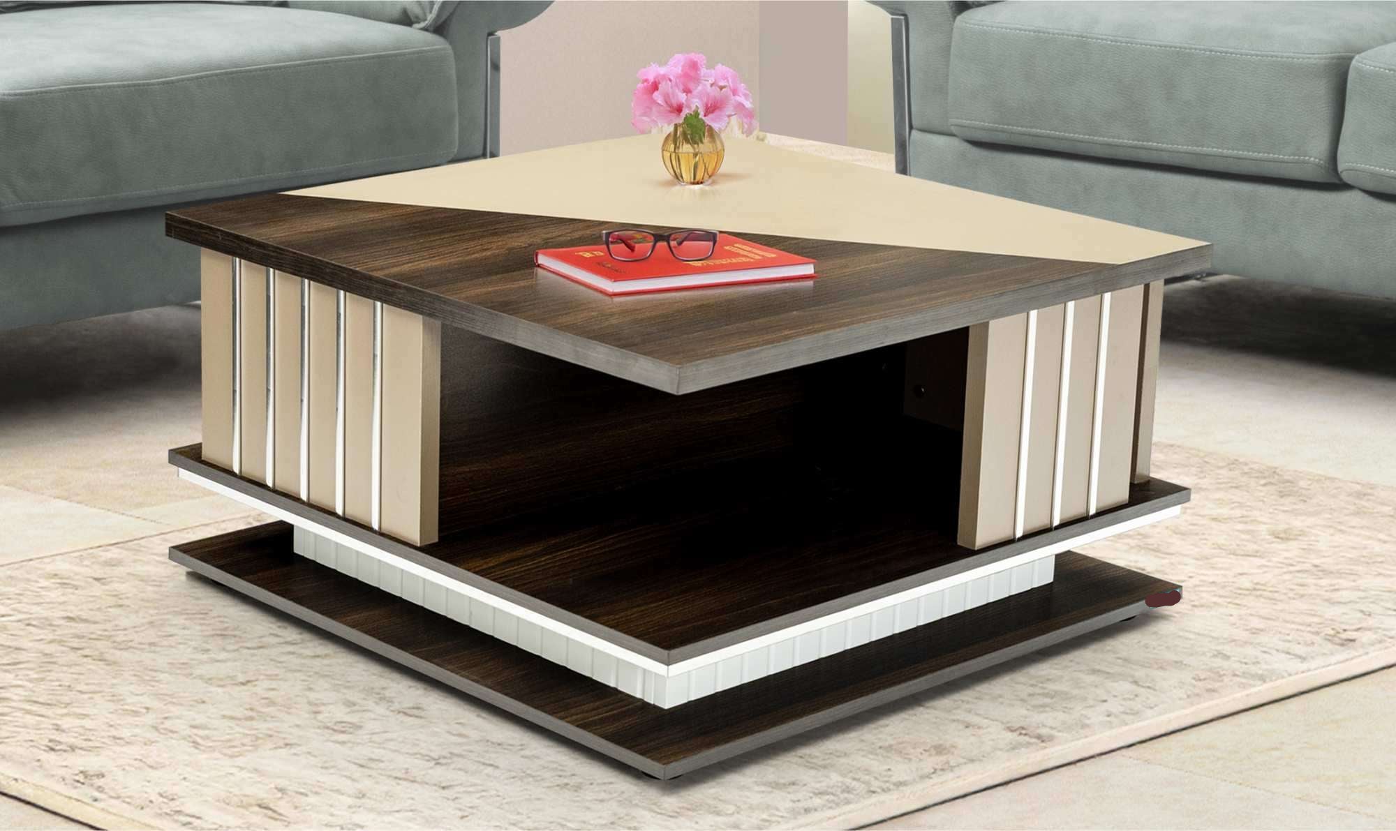 Center Table Featuring Dual Colour Design and Enhancing Living Room Visual Appeal