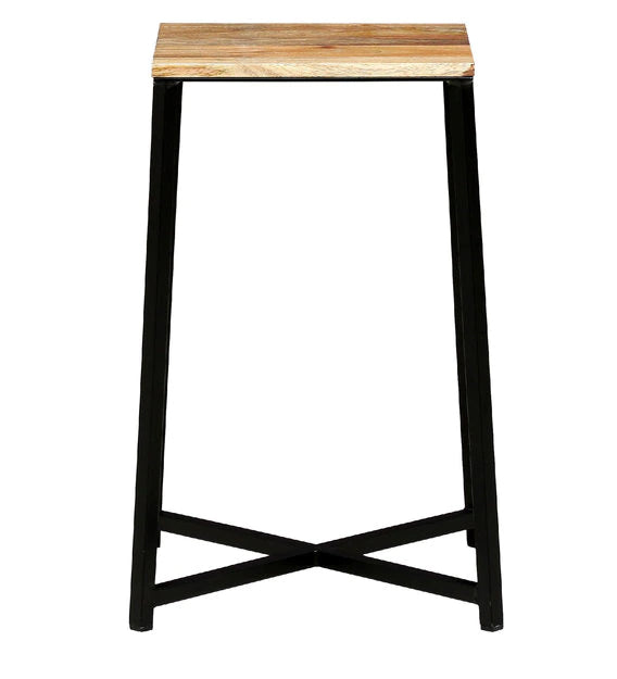 Wooden Side Table With Metal Frame