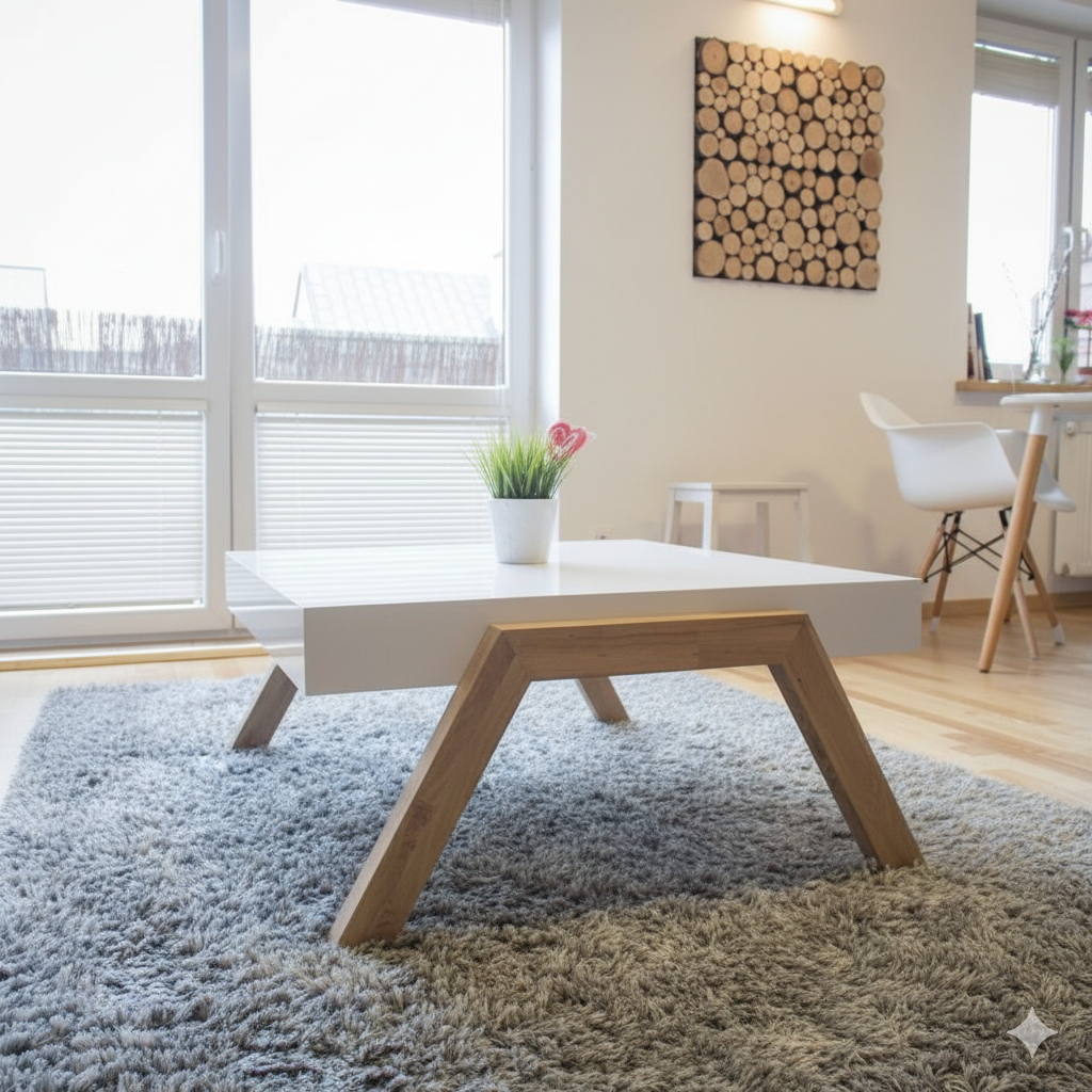 Center Table Designed with Compact Structure and Gloss Surface Ideal for Small and Modern Homes