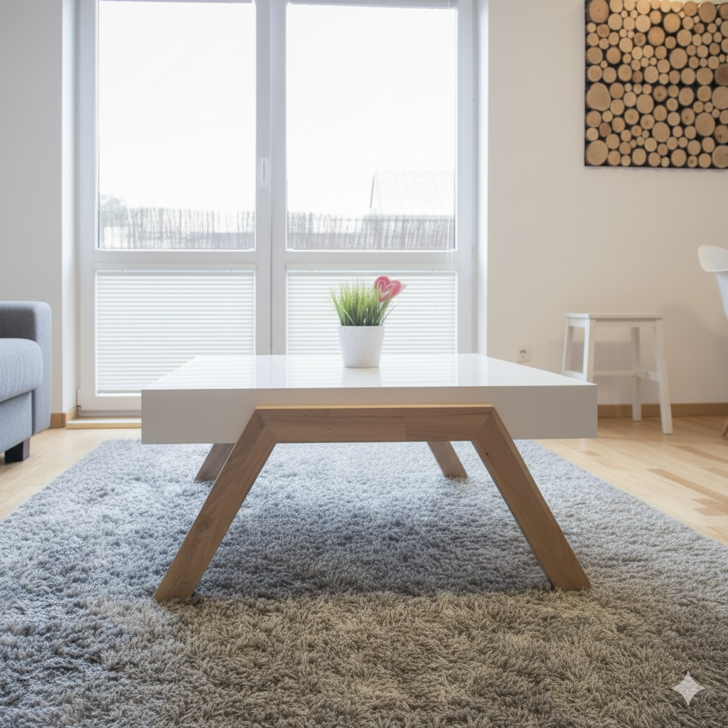 Center Table Designed with Compact Structure and Gloss Surface Ideal for Small and Modern Homes