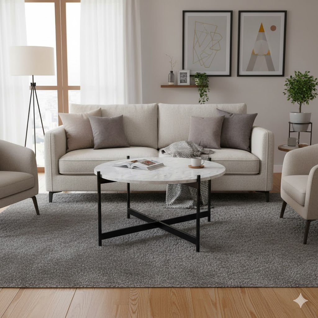 Center Table Featuring Rich Texture and Artistic Base Adding Sophisticated Charm to Every Room