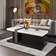 Center Table Crafted with Smooth Wooden Top and Designer Base, Creating Balance Between Function and Beauty