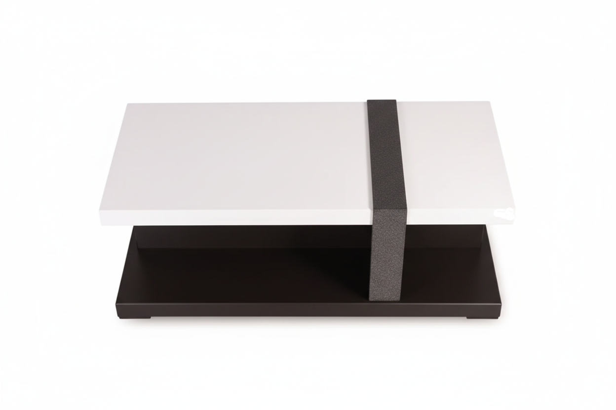 Center Table Crafted with Smooth Wooden Top and Designer Base, Creating Balance Between Function and Beauty