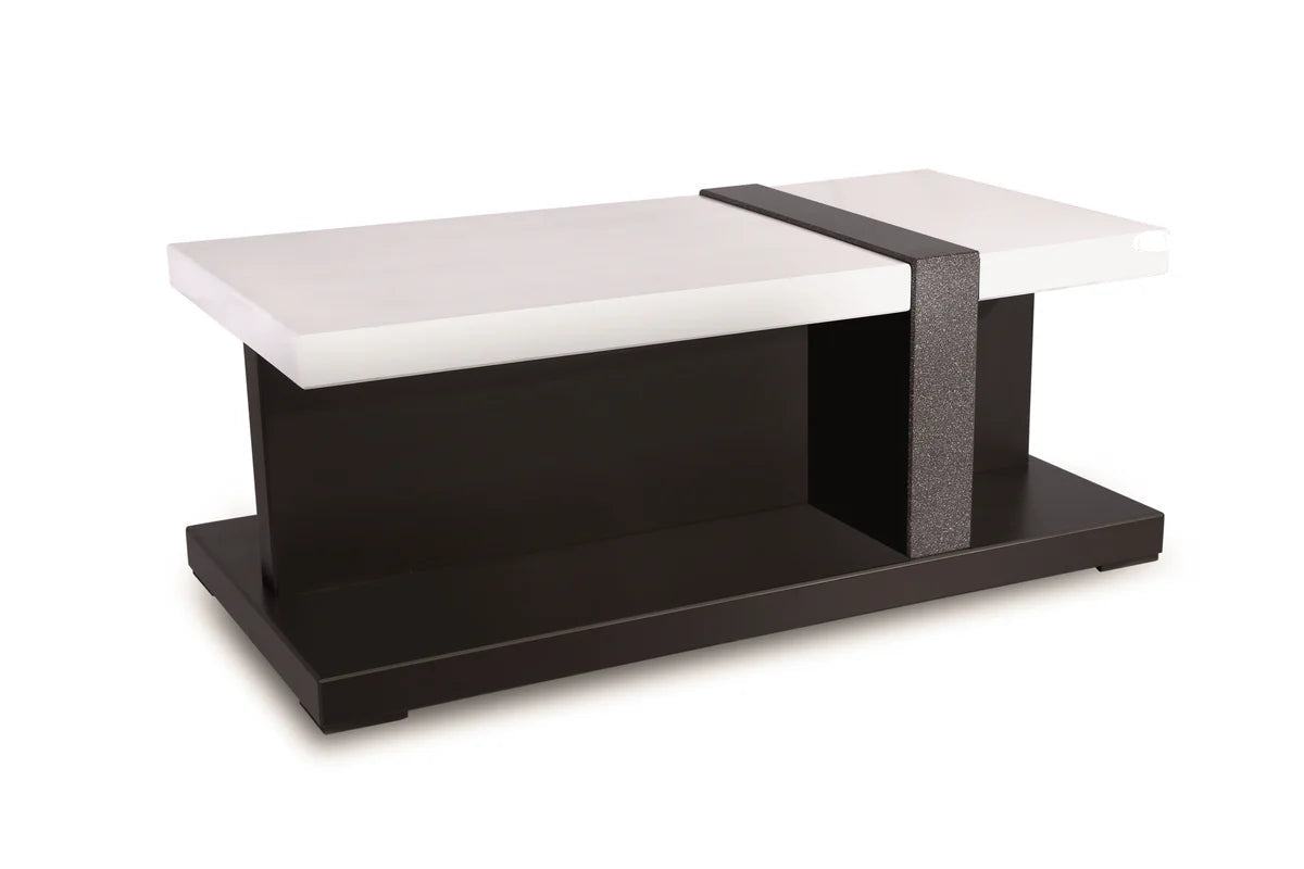 Center Table Crafted with Smooth Wooden Top and Designer Base, Creating Balance Between Function and Beauty