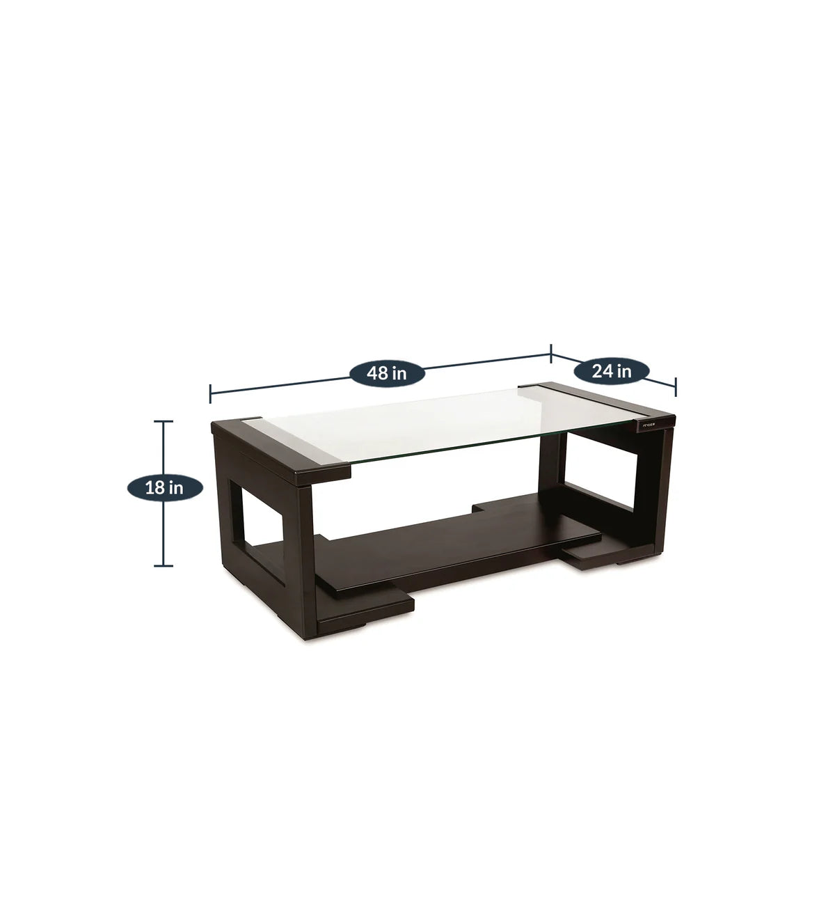 Center Table Featuring Glass Top and Black Frame, Perfect for Industrial and Modern Home Styles