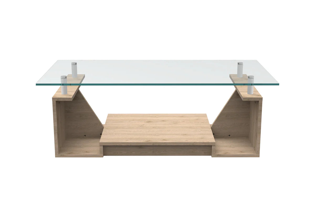 Center Table Designed with Glass Top and Modern Look, Perfect for an Elegant Lounge or Drawing Room