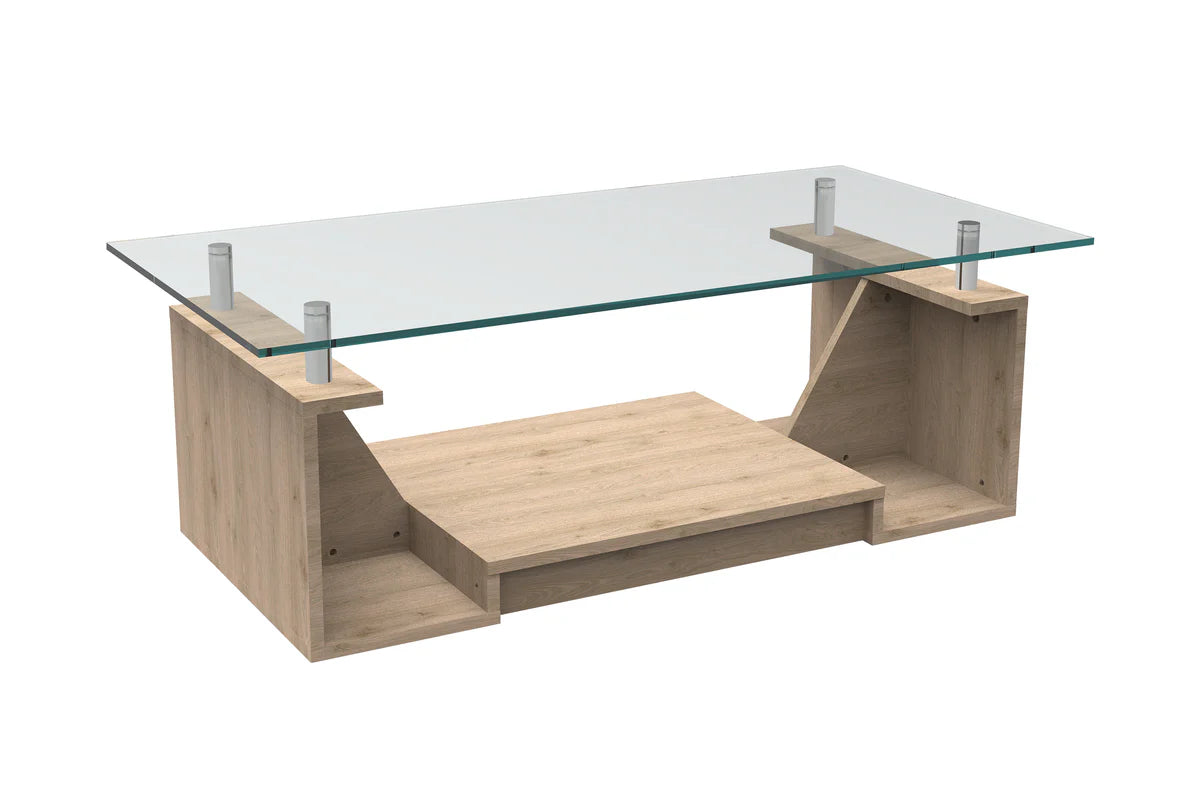 Center Table Designed with Glass Top and Modern Look, Perfect for an Elegant Lounge or Drawing Room