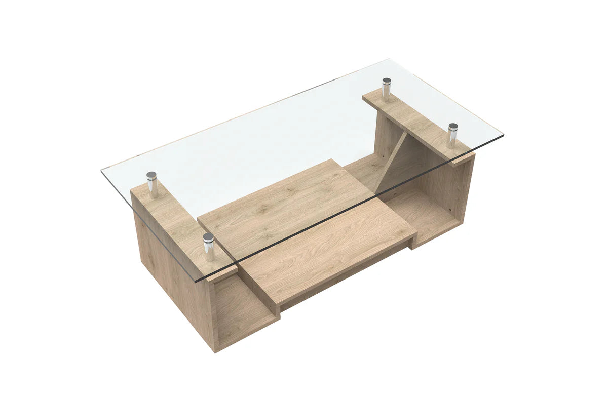 Center Table Designed with Glass Top and Modern Look, Perfect for an Elegant Lounge or Drawing Room