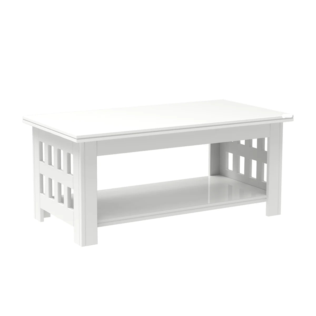 Center Table Crafted with Smooth Wooden Top and Designer Base, Creating Balance Stylish Homes