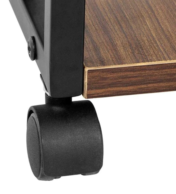 Side Table with Storage in Metal Frame & Caster Wheel