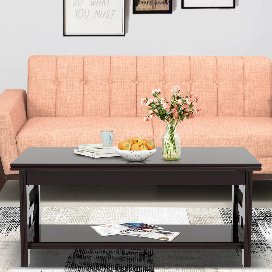 মেটাল ফ্রেম বেস গ্লাস সেন্টার টেবিল