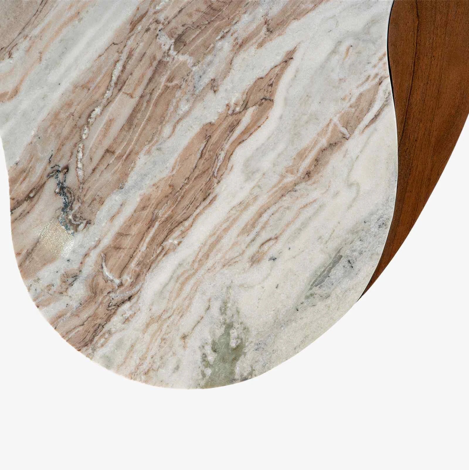 Modern Round Marble Top Centre Table with Solid Wood Cylindrical Legs, Luxury Coffee Table for Living Room, Contemporary Designer Table