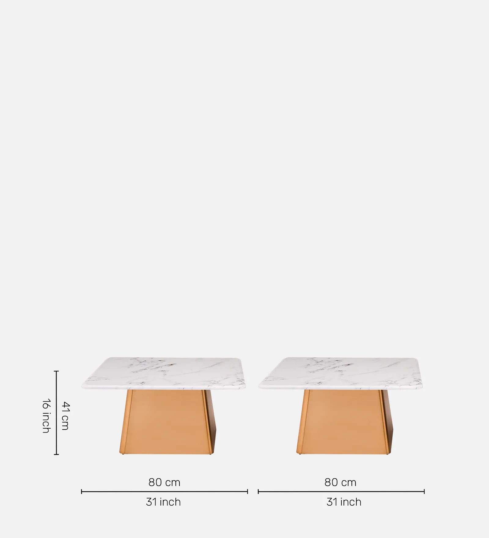 Modern Marble Nesting Center Table Set of 2 with Gold MS Metal Base | Luxury Coffee Table for Living Room, Lounge, Apartment & Designer Interiors