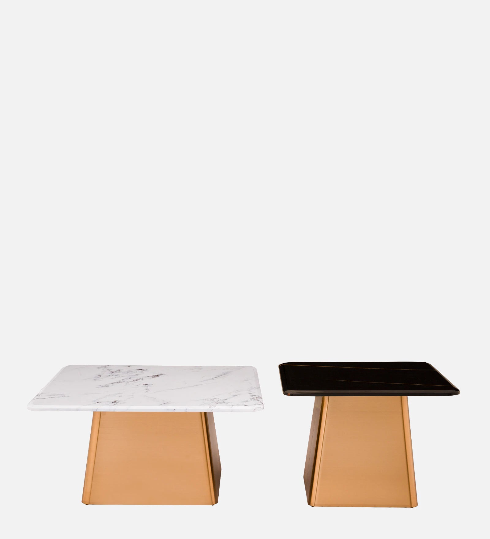 Modern Marble Nesting Center Table Set of 2 with Gold MS Metal Base | Luxury Coffee Table for Living Room, Lounge, Apartment & Designer Interiors