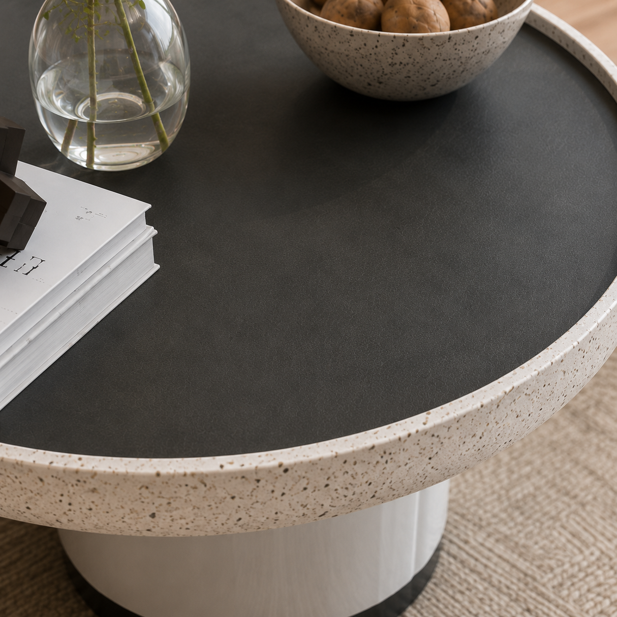 Round Nesting Center Table Set with Stone Top & SS Base | Modern Coffee Table for Living Room, Office & Lounge