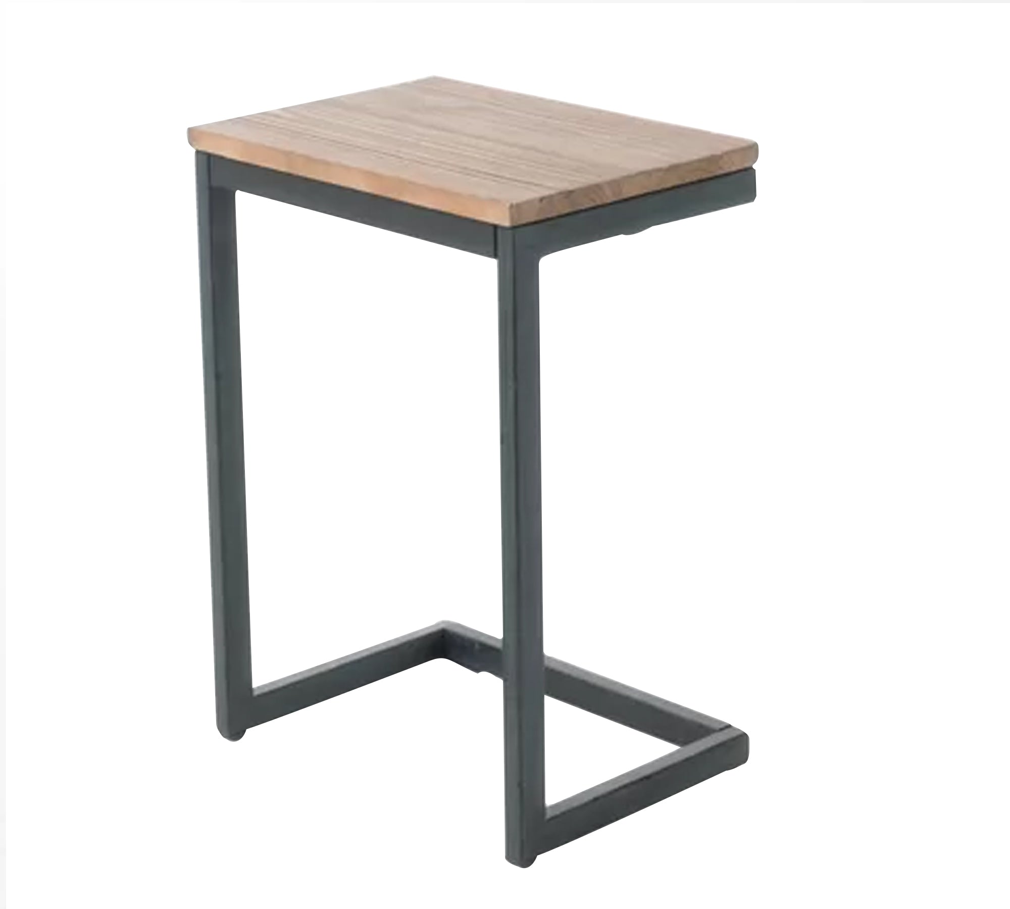 Wooden Side Table With Metal Frame Base
