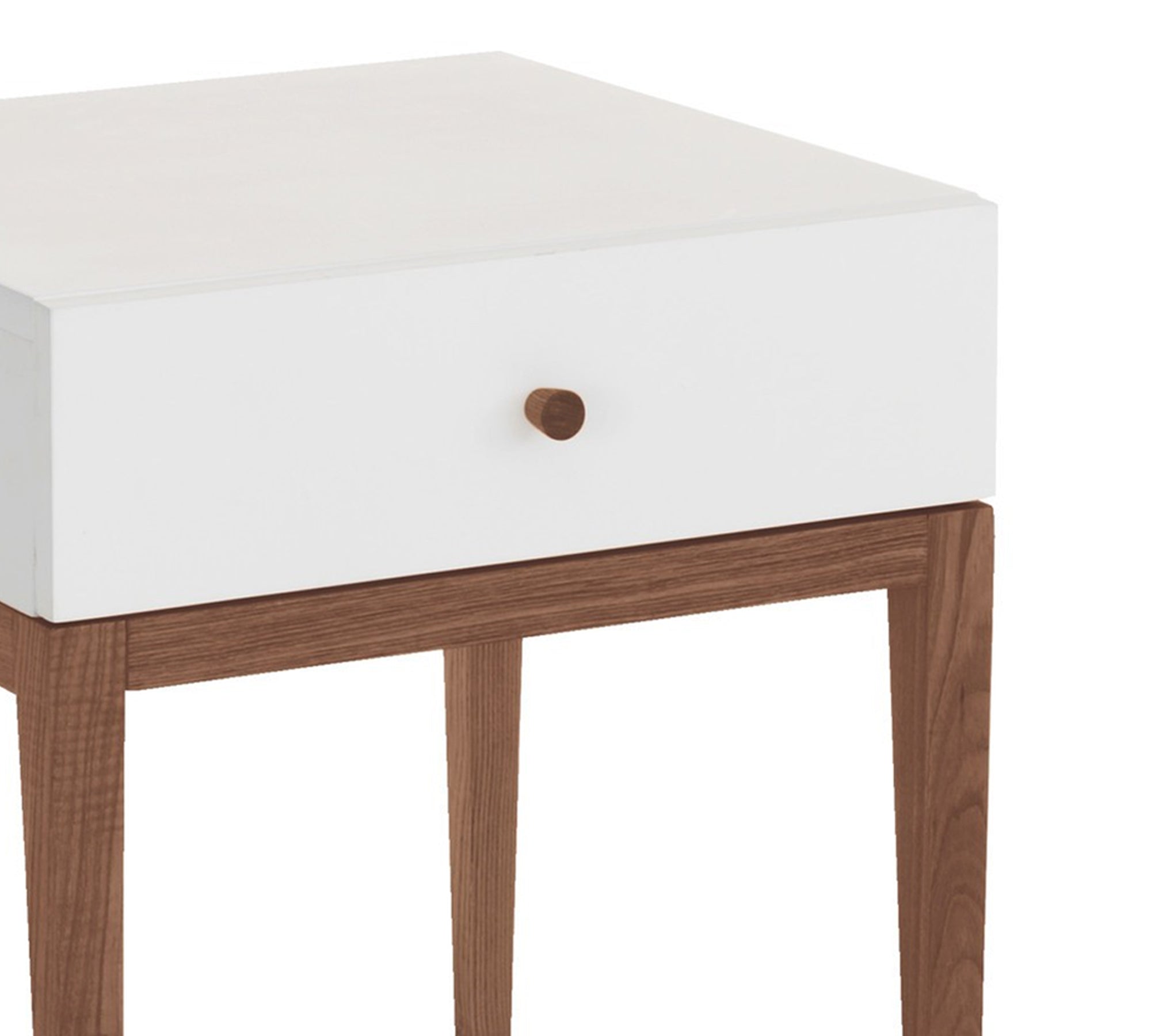 Wooden Frame Legs Base Side Table with Drawer