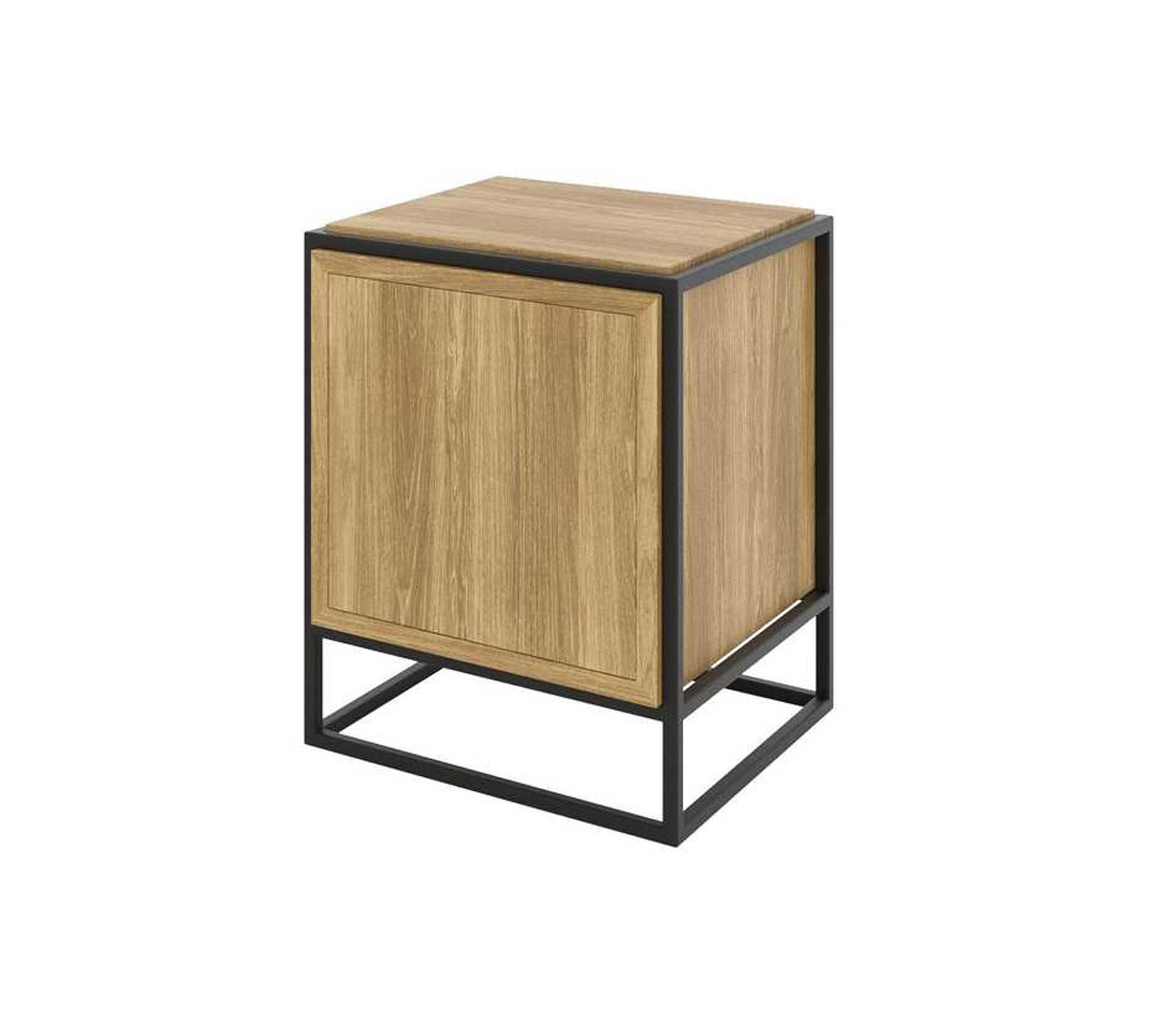 Wooden Side Table With Metal Frame Base
