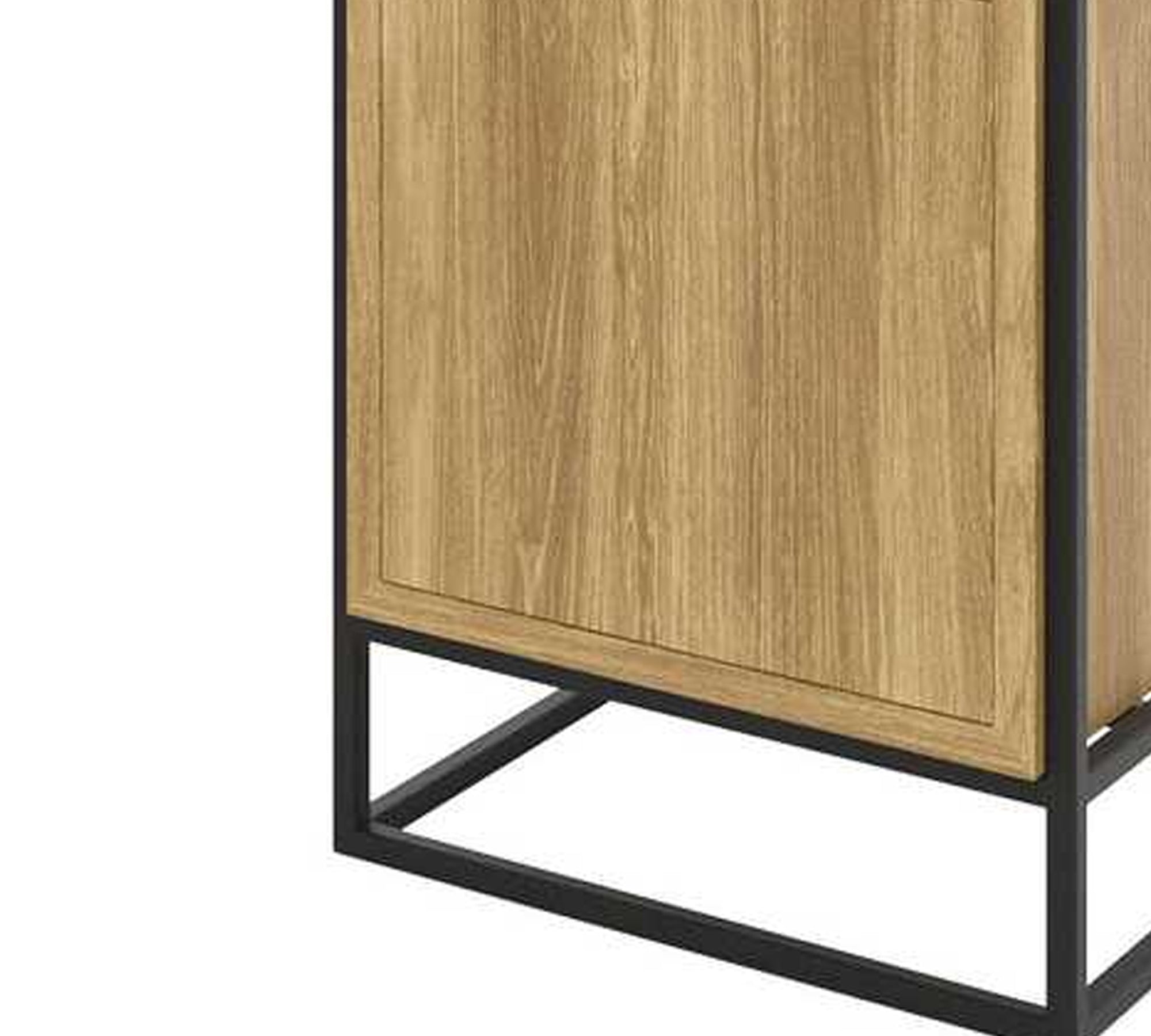 Wooden Side Table With Metal Frame Base