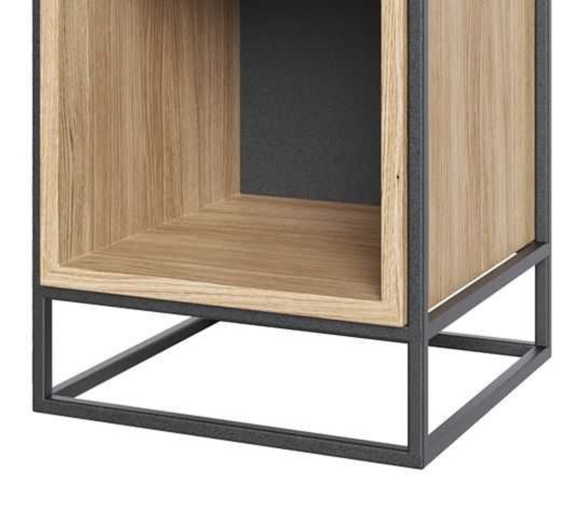 Wooden Side Table With Metal Frame Base