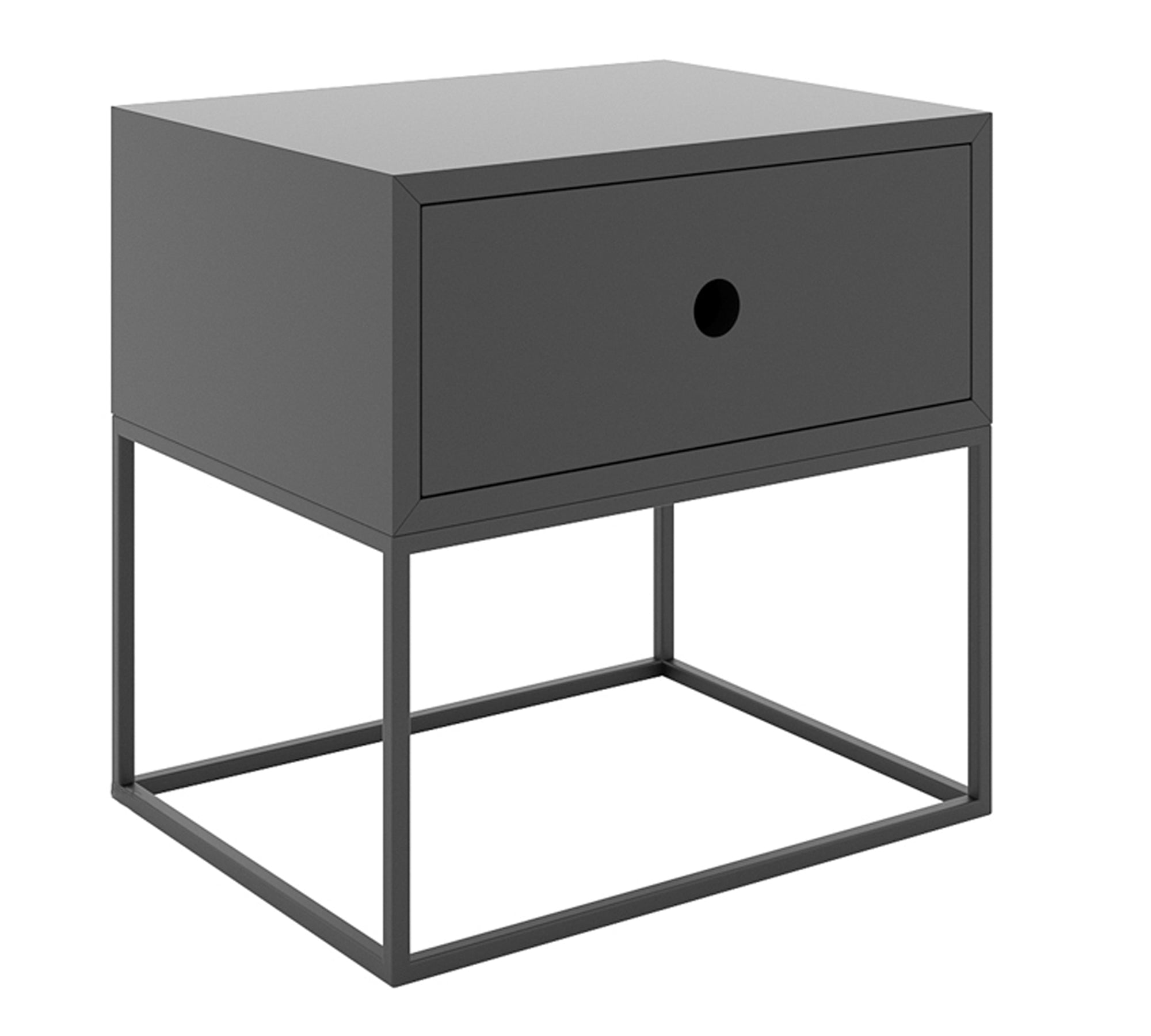 Bedside Table in Laminated Board with Metal Legs