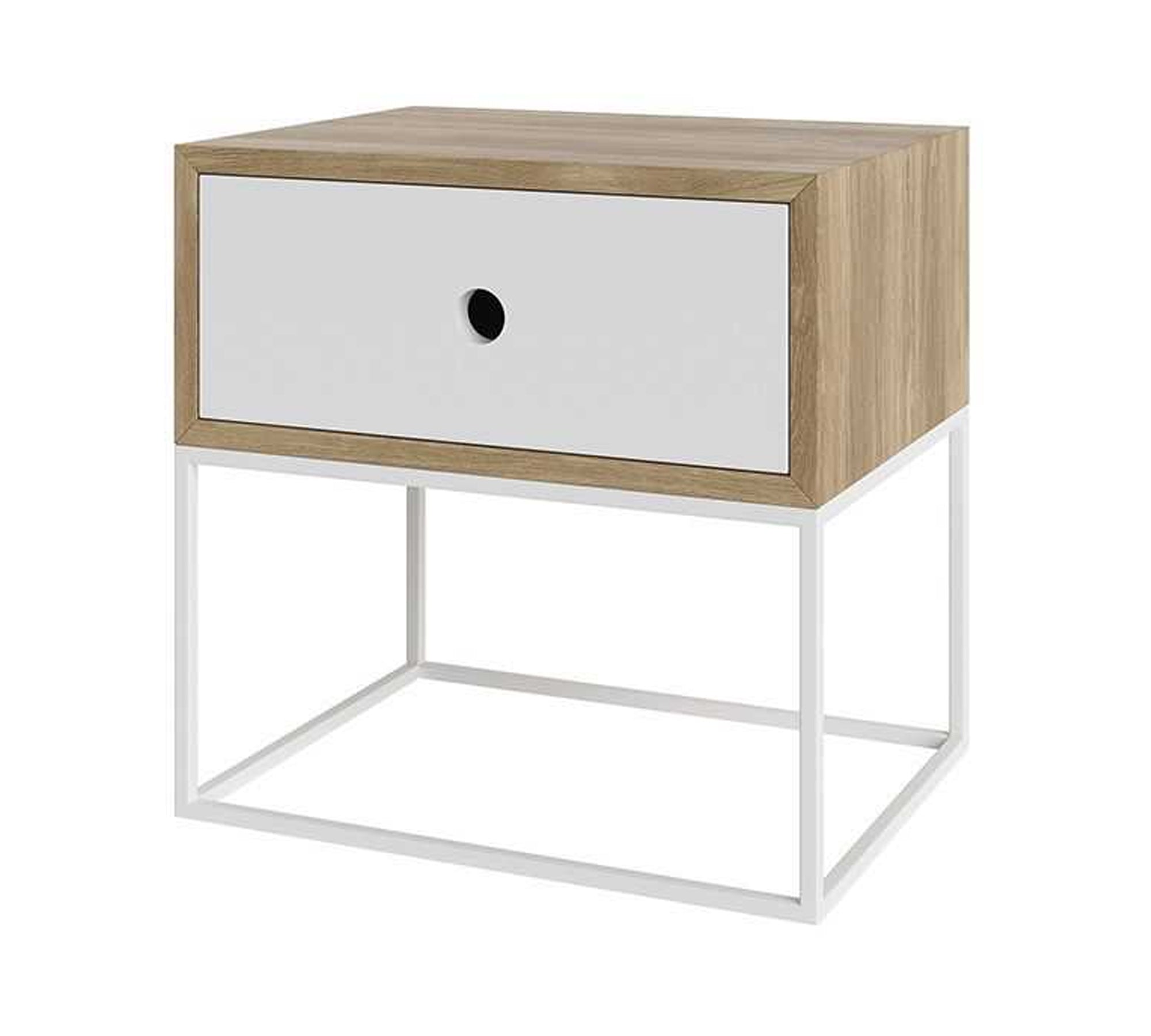 Wooden Drawer Side End Table with Metal Legs