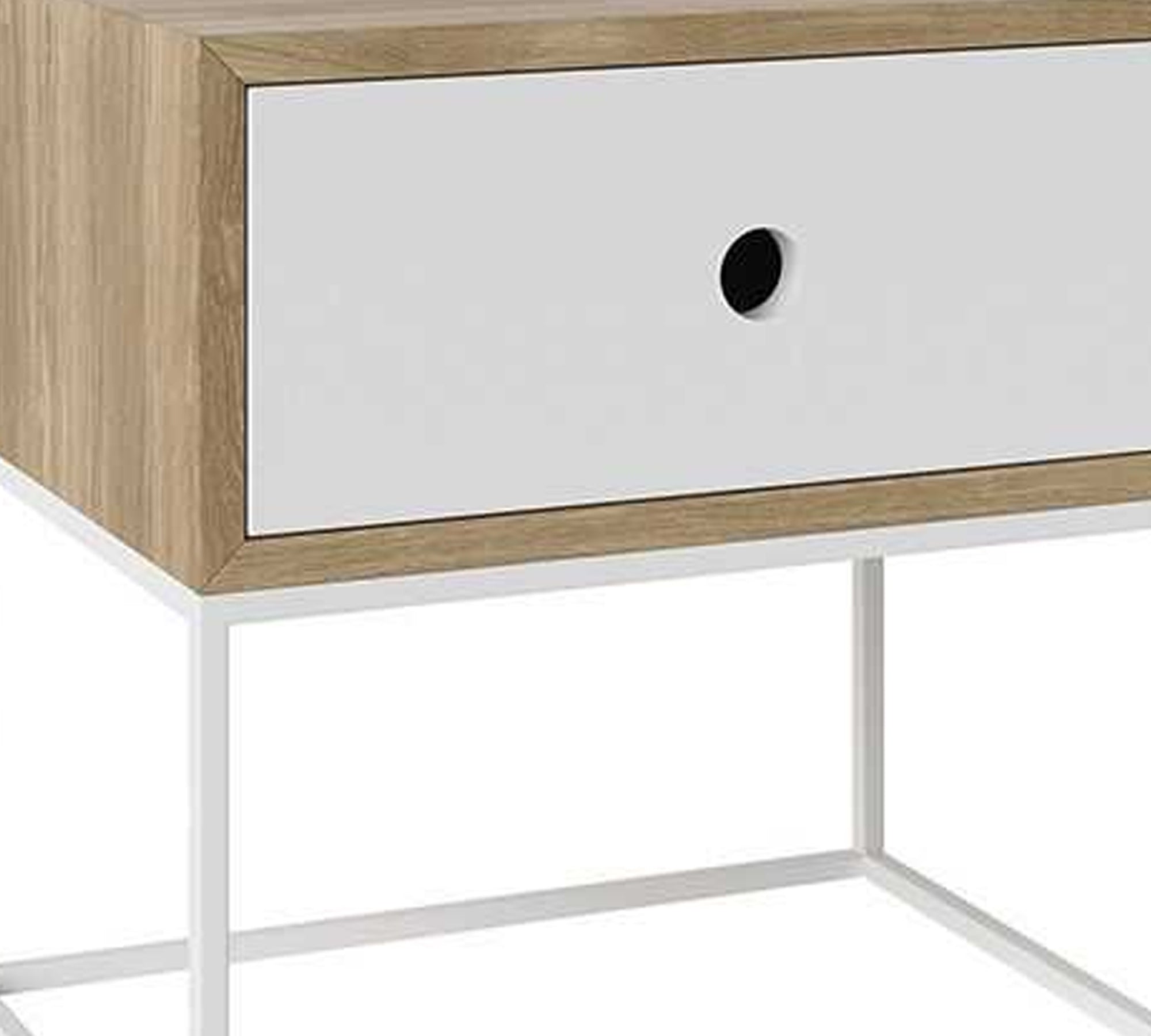 Wooden Drawer Side End Table with Metal Legs