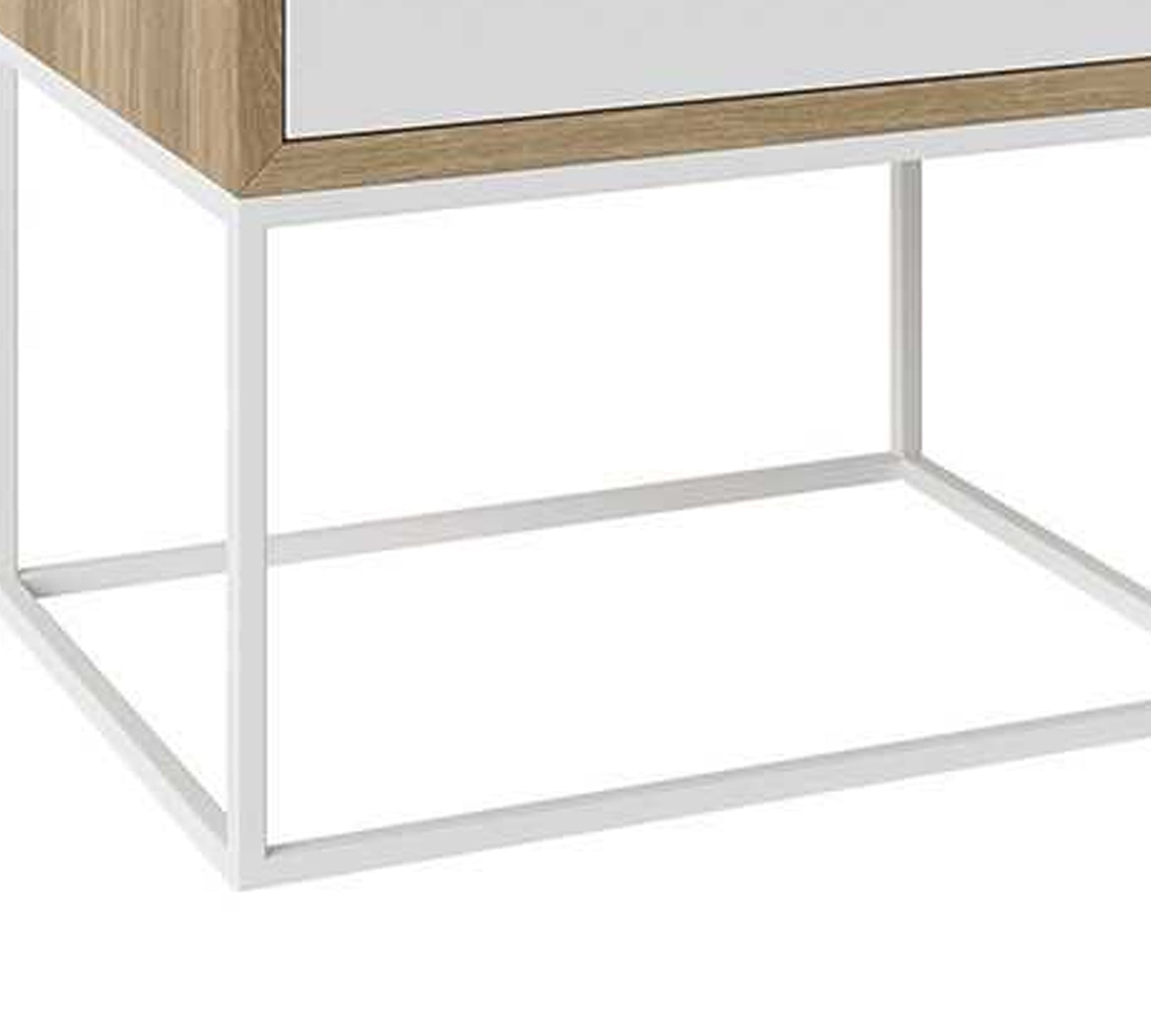 Wooden Drawer Side End Table with Metal Legs
