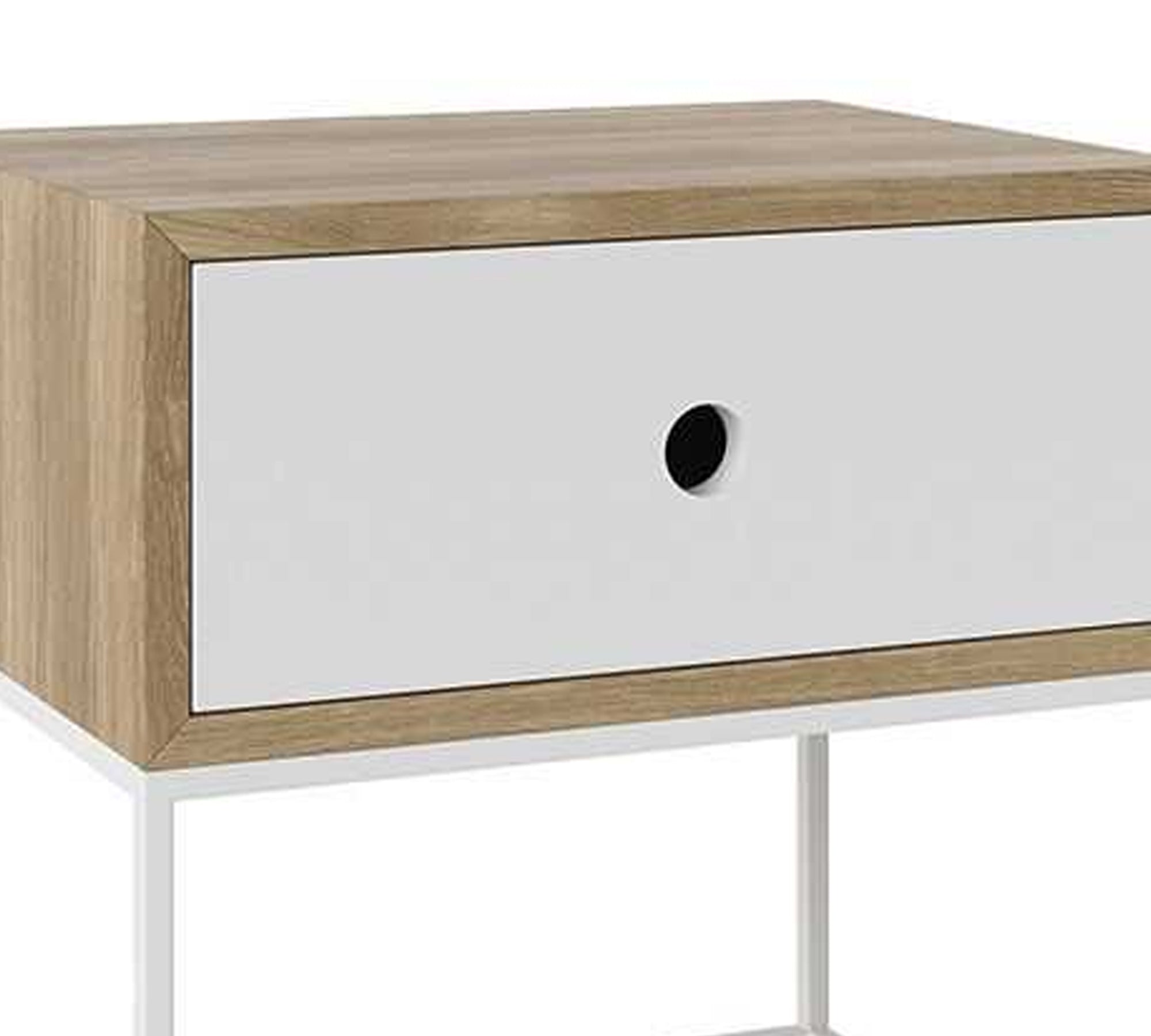 Wooden Drawer Side End Table with Metal Legs