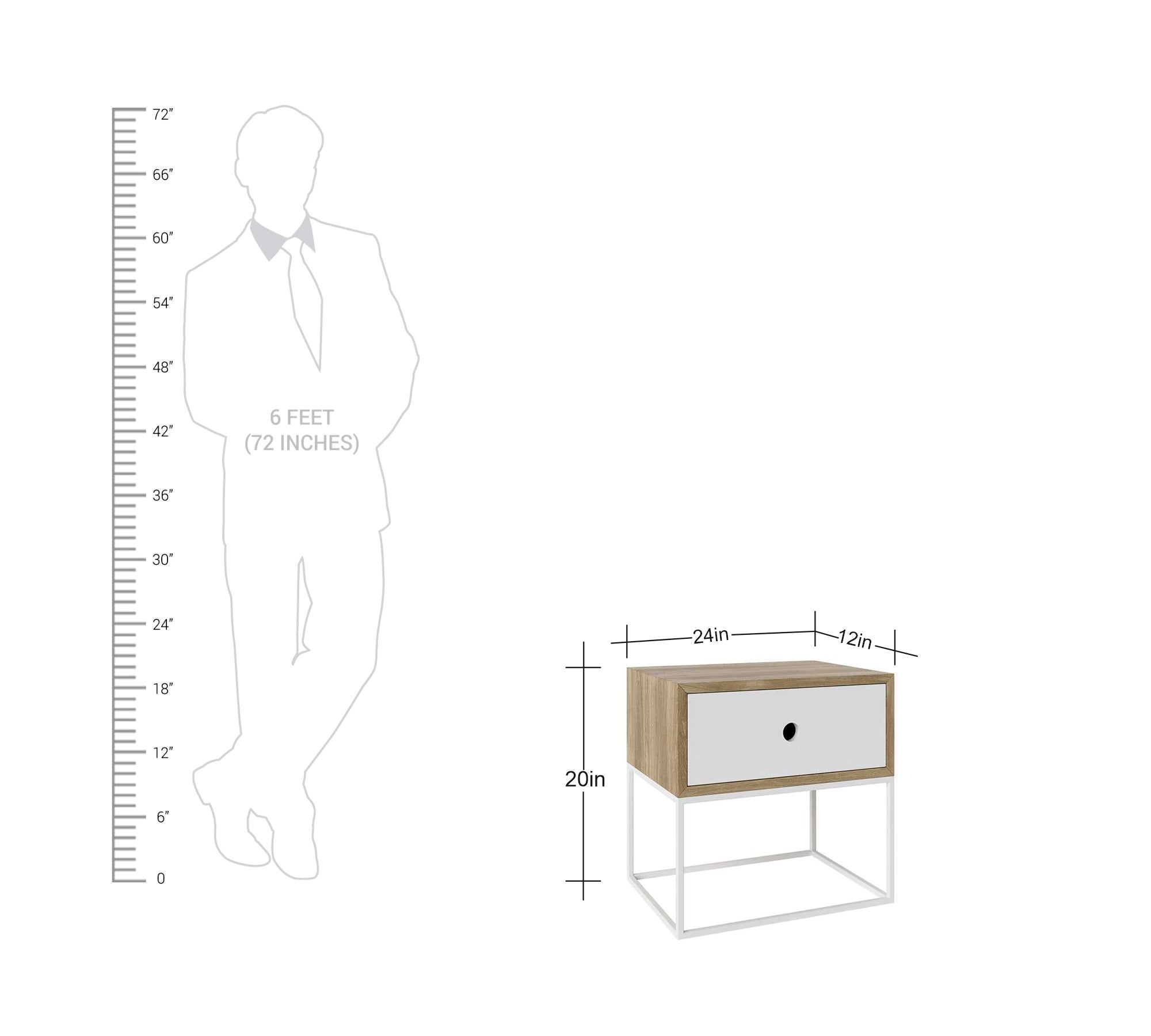 Wooden Drawer Side End Table with Metal Legs
