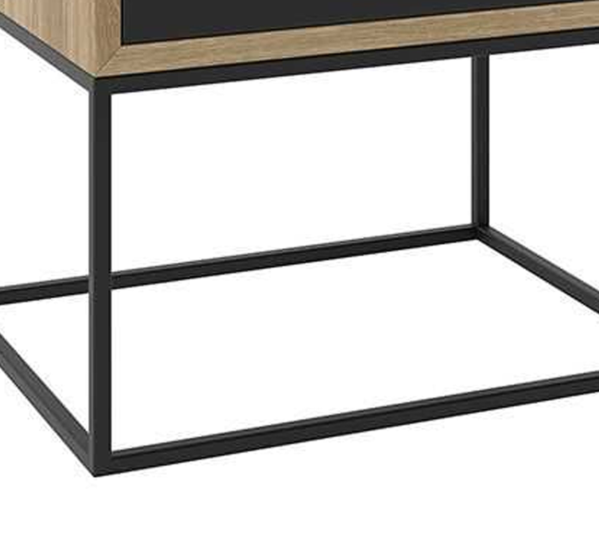 Wooden Side Table with Drawer in Metal Frame Base