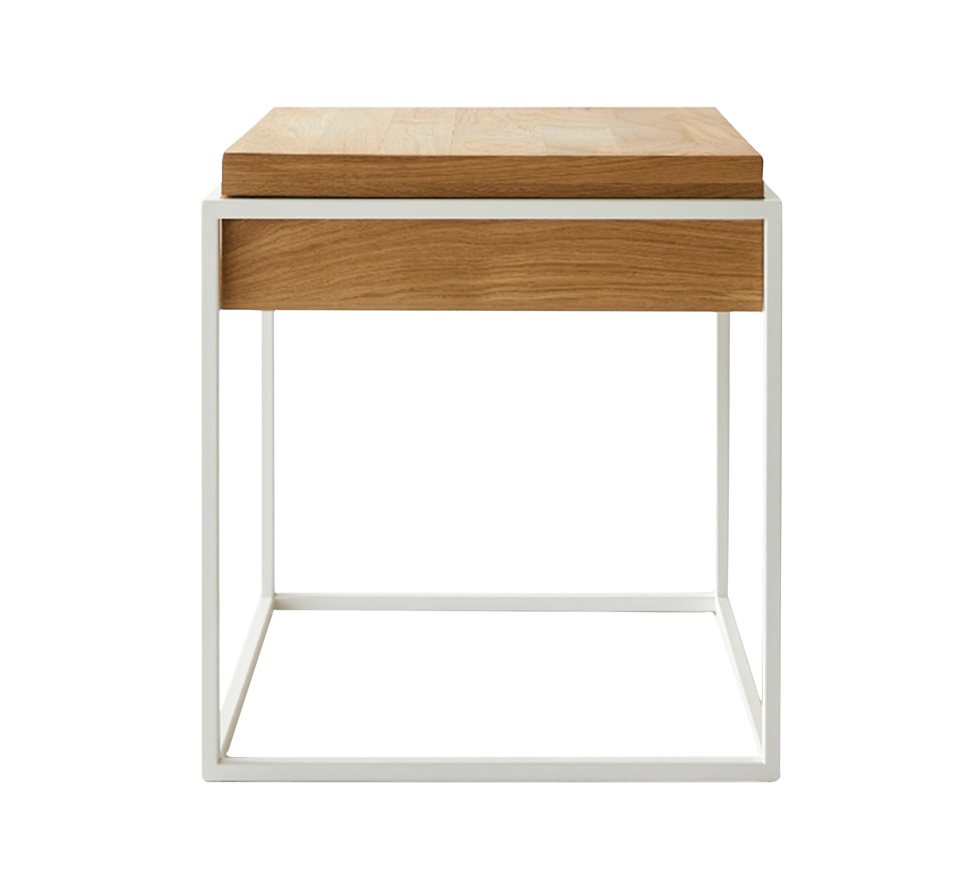 Wooden Side Table With Metal Frame Base