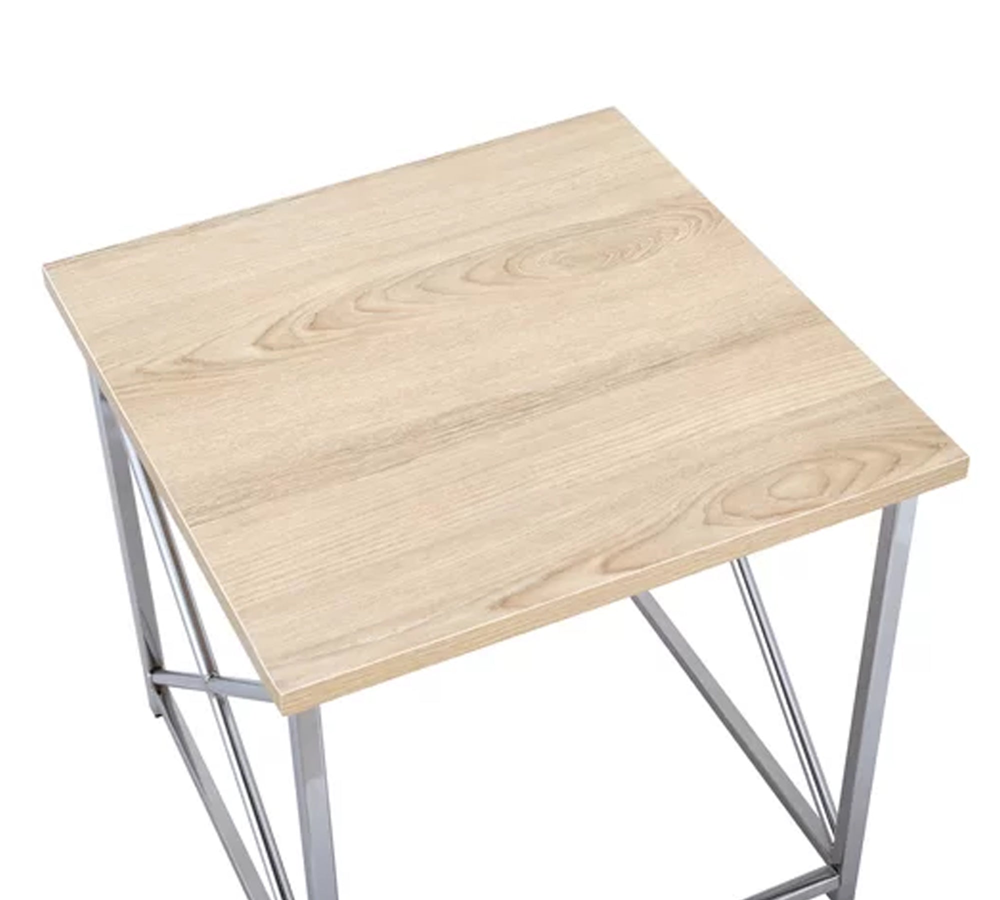 Wooden Side Table with Metal Frame Legs