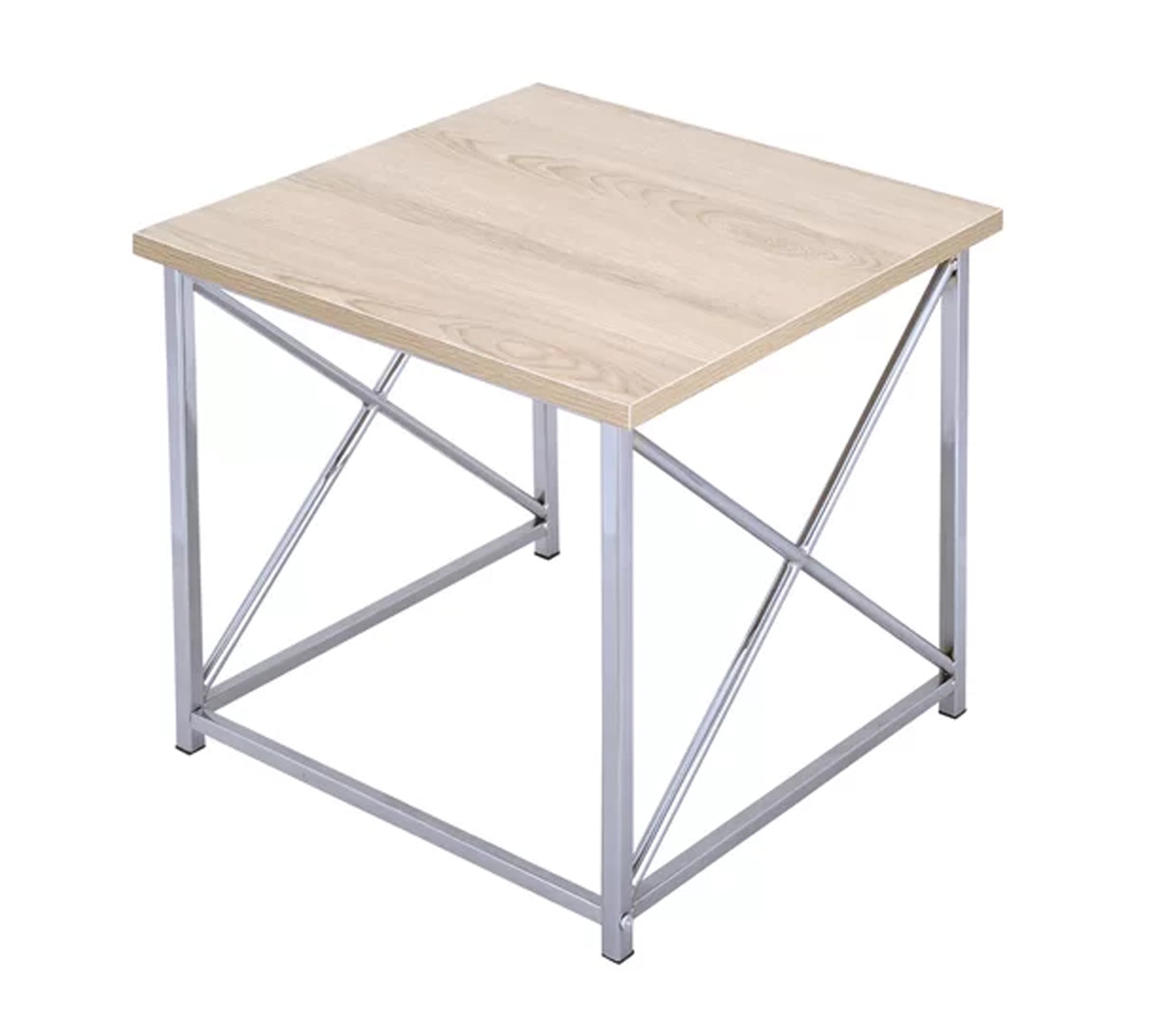 Wooden Side Table with Metal Frame Legs