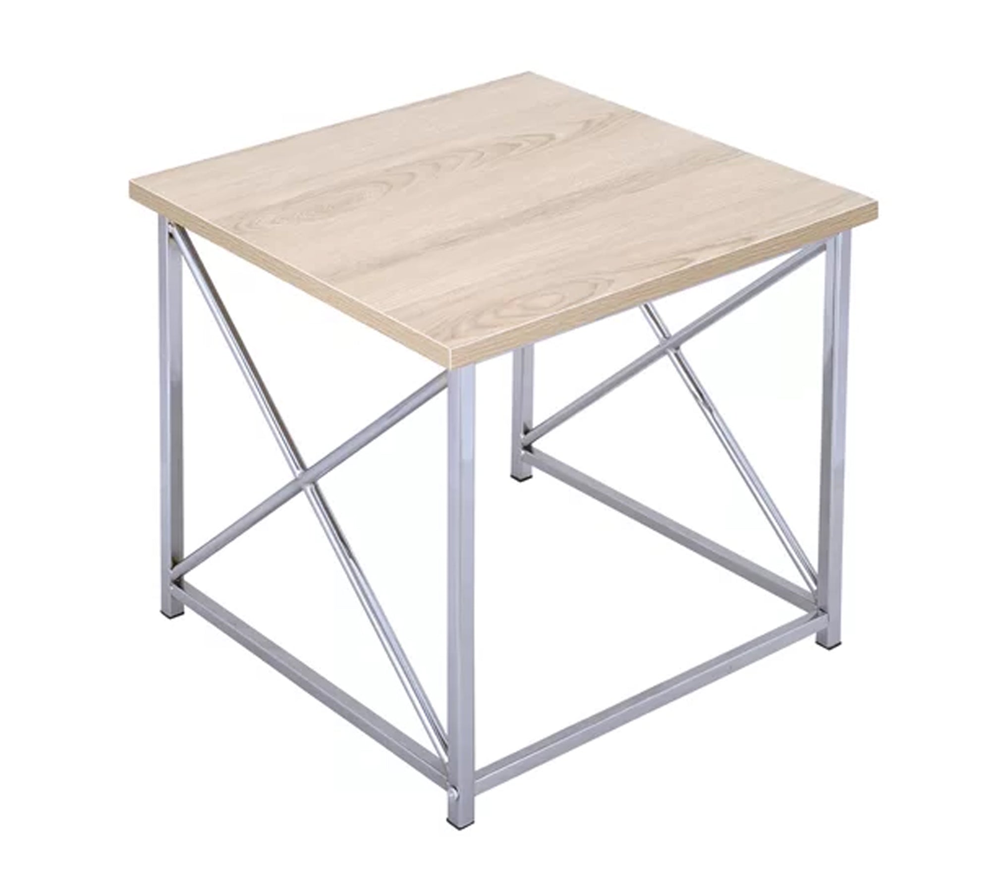 Wooden Side Table with Metal Frame Legs