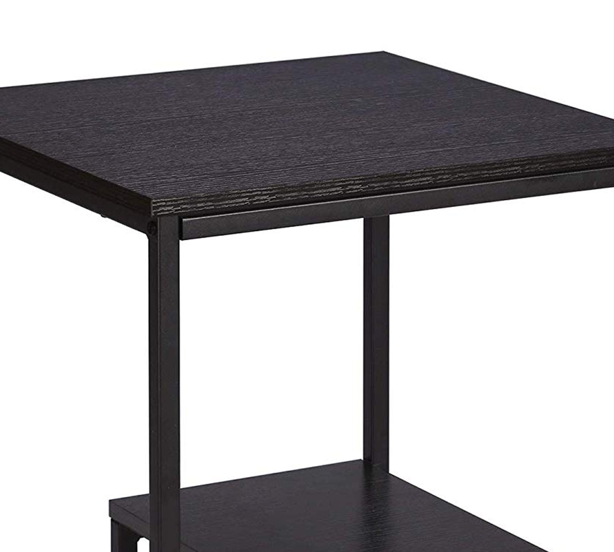 Wooden Side Table With Metal Frame Base