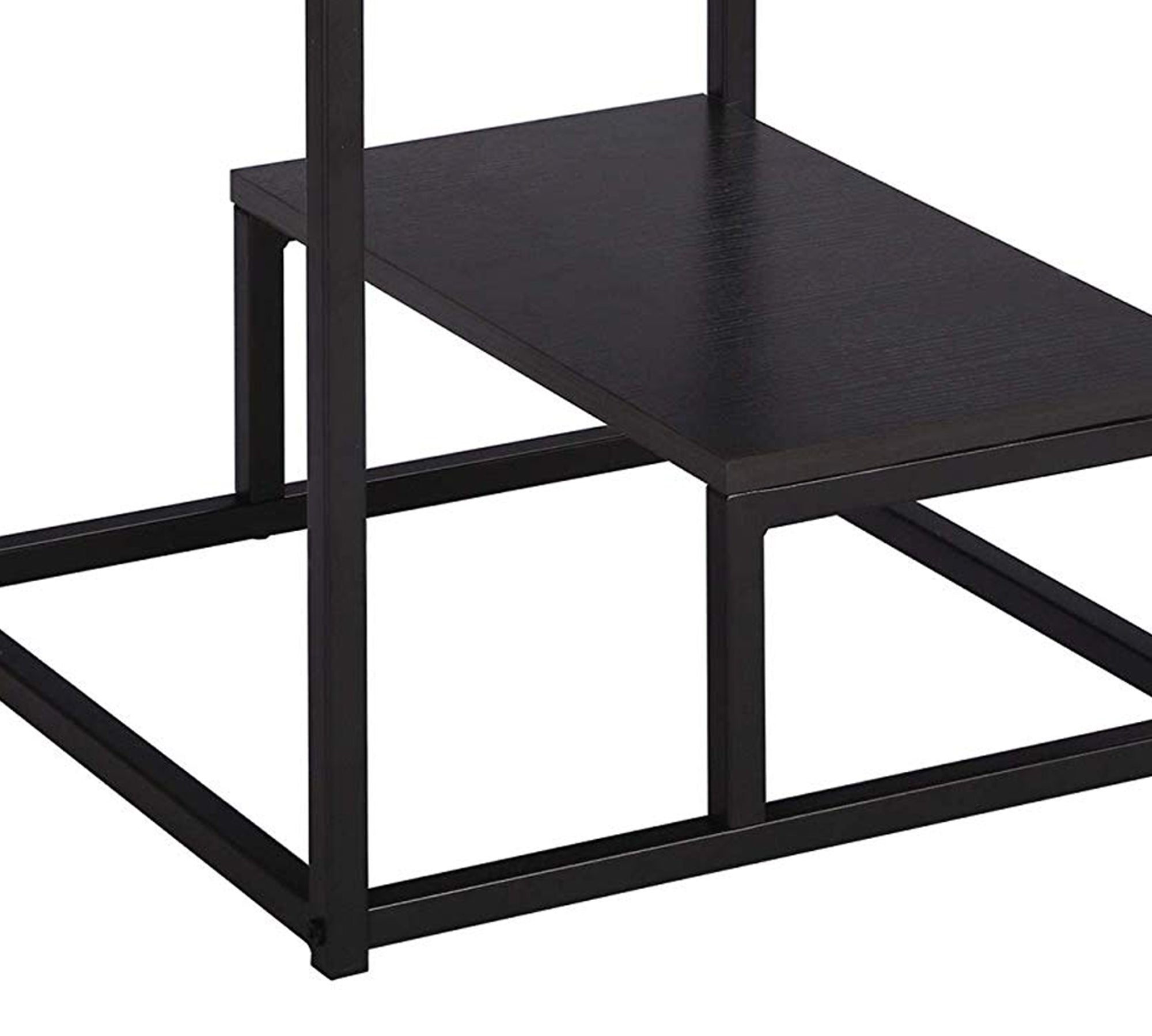 Wooden Side Table With Metal Frame Base