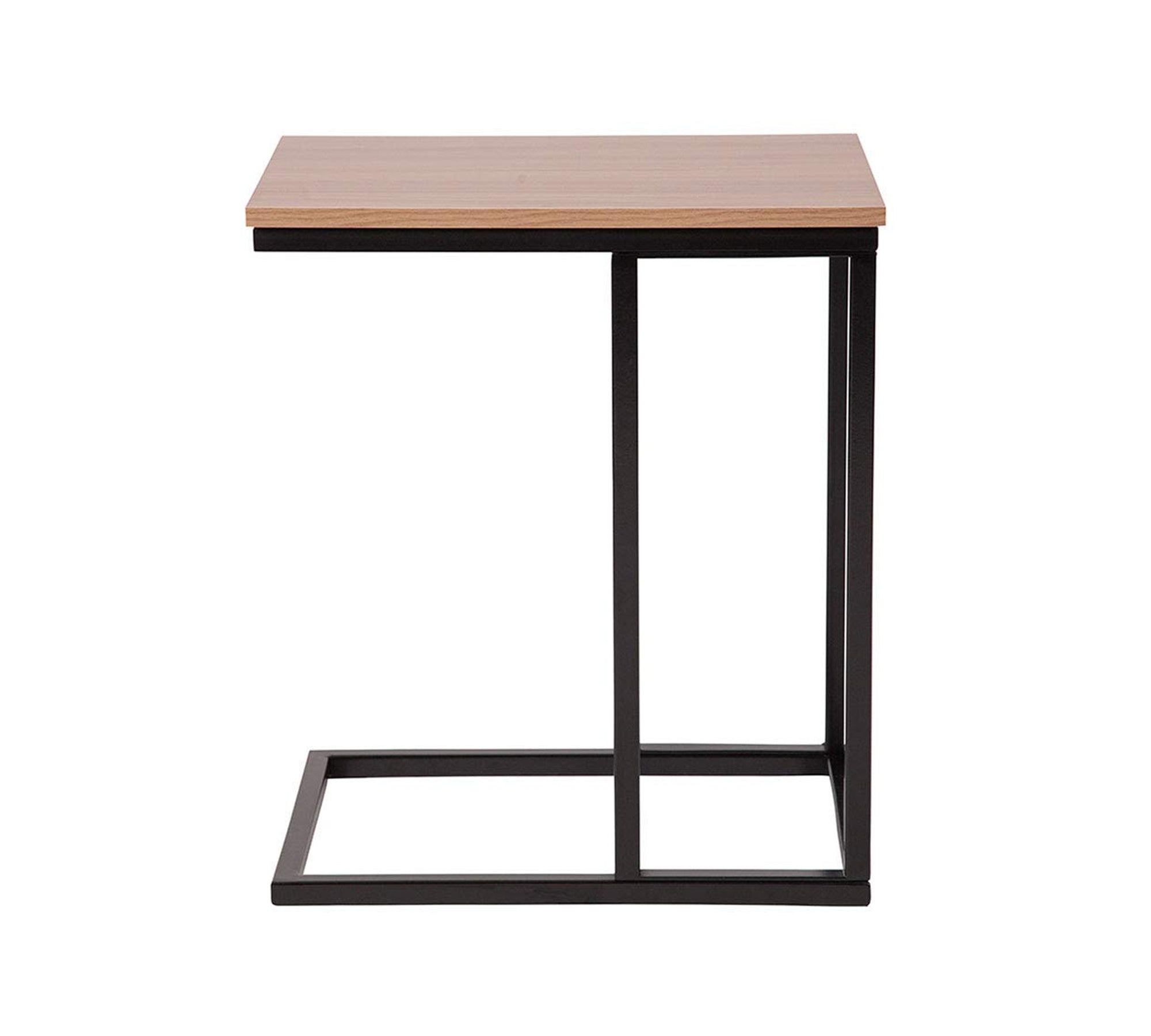 Wooden Side Table With Metal Frame Base