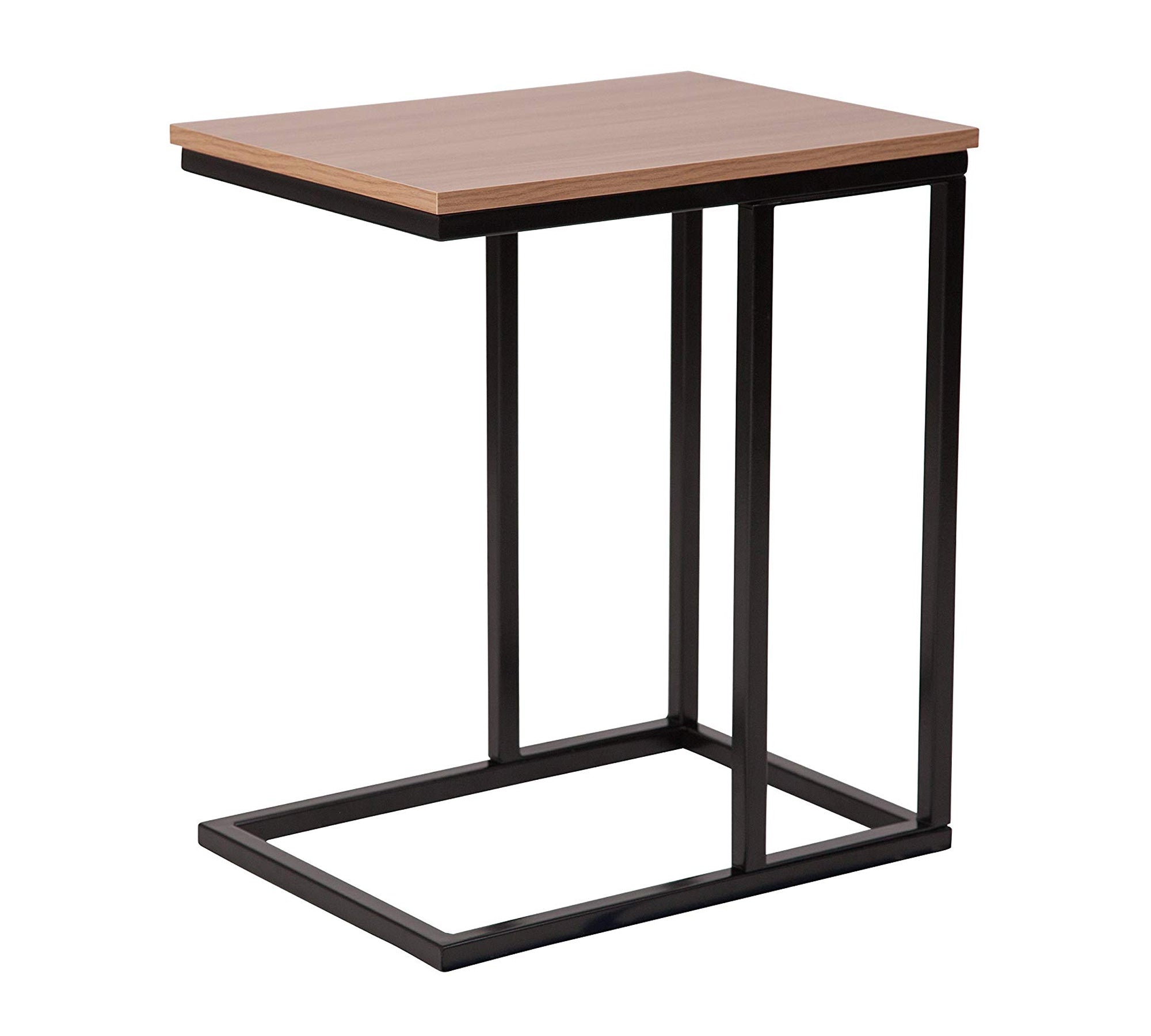 Wooden Side Table With Metal Frame Base