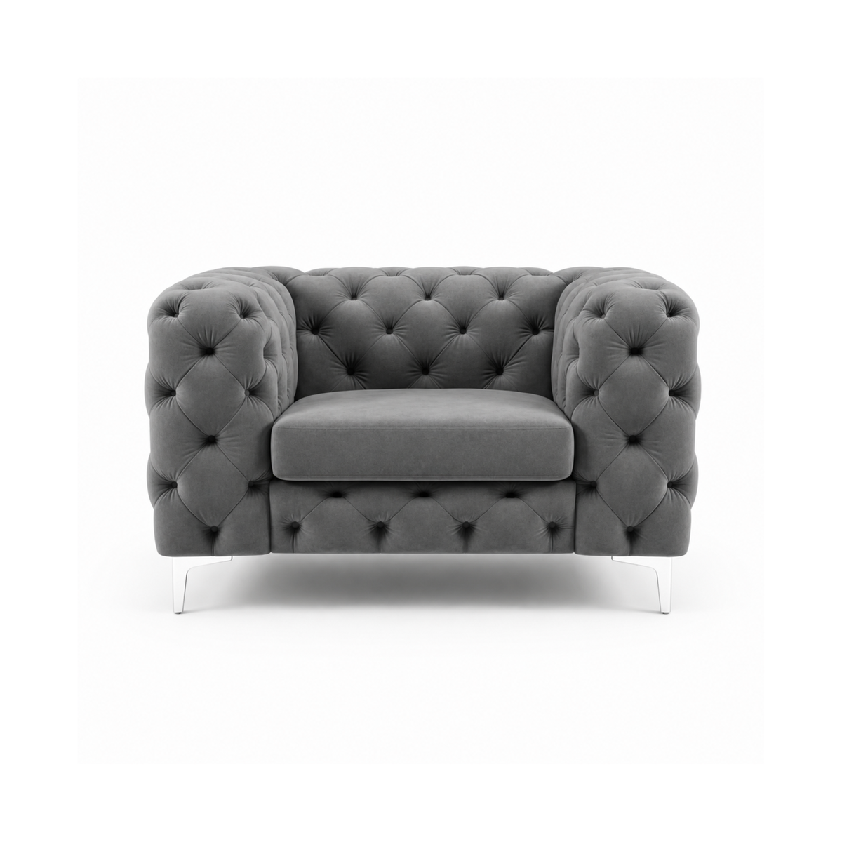 Premium Chesterfield 3 Seater Sofa with Deep Diamond Button Tufting, Curved Arms, Plush Cushioned Seats & Sleek Metal Legs