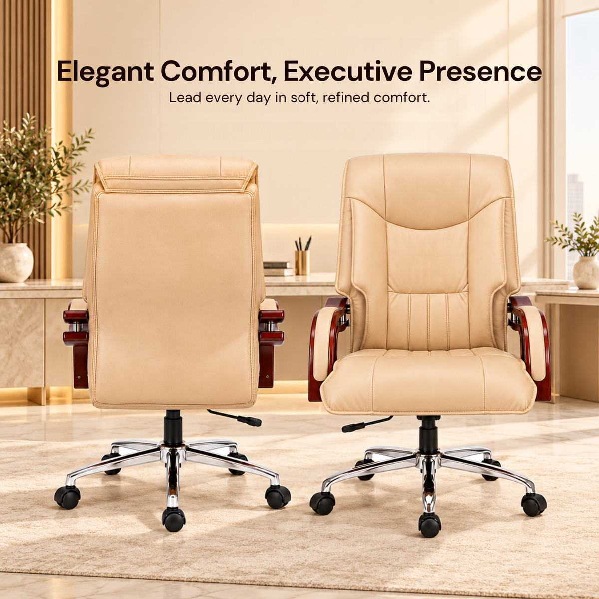 High Back Office Chair Leatherette Base